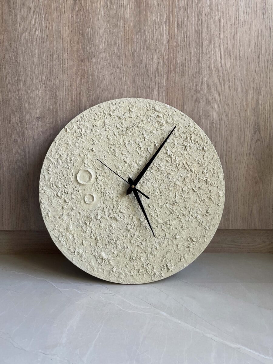 Ivory Moon Clock With Black Hands